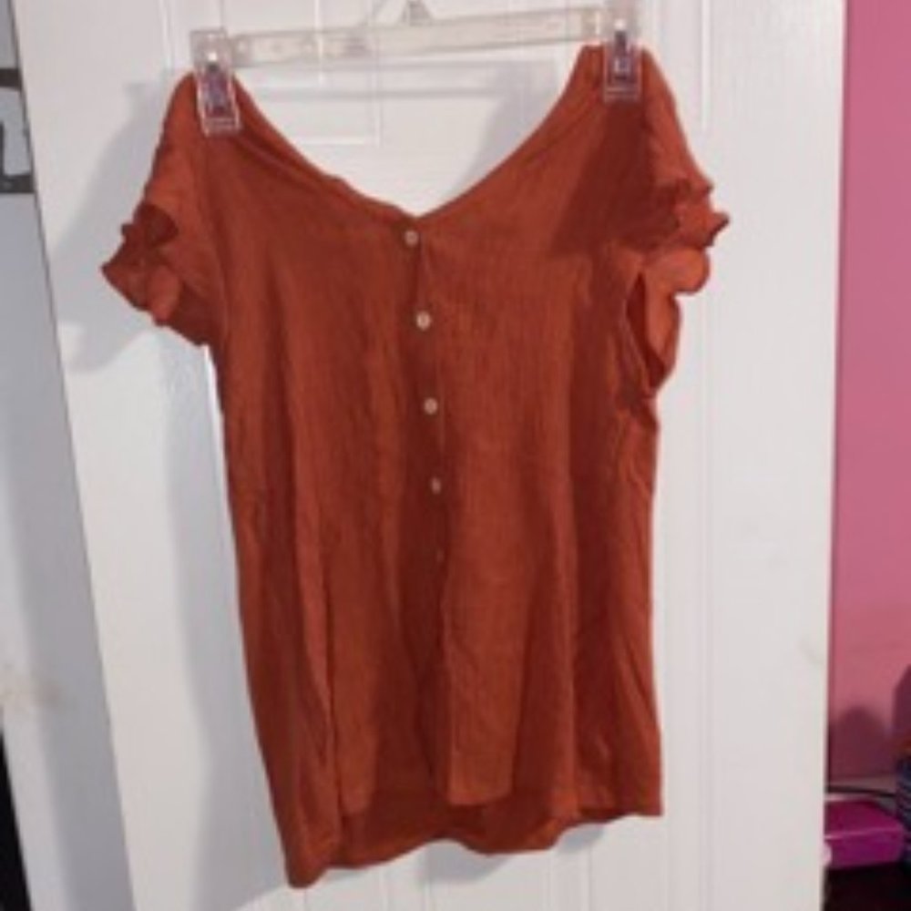 Dark Orange Top with a Ribbon on the Back